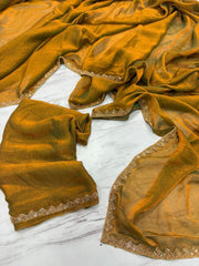 Awesome Fandy Crush Mustard Color saree
