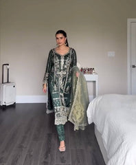 Beautiful Heavy Work Green Color Salwar Suit