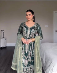 Beautiful Heavy Work Green Color Salwar Suit