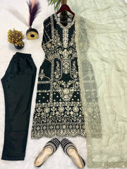 Beautiful Heavy Work Green Color Salwar Suit