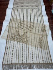 Designer Sequins Embroidery Work Beige Color Saree