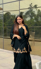Good Looking Sequence Work Black Color Sharara Suit