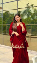 Good Looking Sequence Work Red Color Sharara Suit