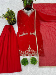 Good Looking Sequence Work Red Color Sharara Suit