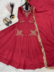 Designer Hand Work Red Color Top With Lehenga