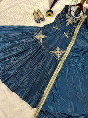 Designer Hand Work Navy Blue Color Top With Lehenga
