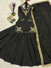 Designer Hand Work Black Color Top With Lehenga