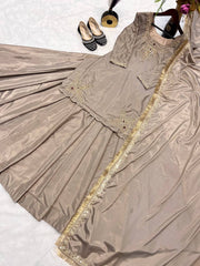 Designer Hand Work Beige Color Top With Lehenga