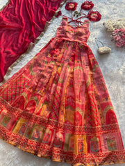 Gorgeous Digital Printed Multi Color Anarkali Gown