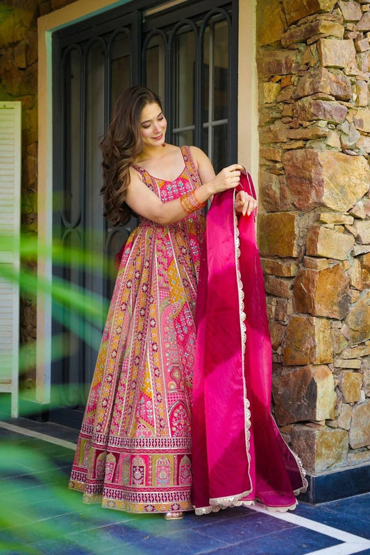 Gorgeous Digital Printed Multi Color Anarkali Gown