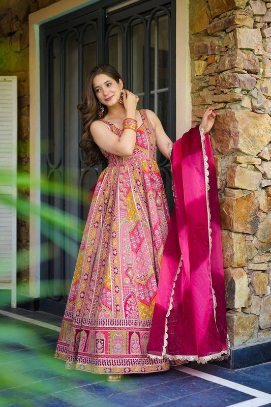 Gorgeous Digital Printed Multi Color Anarkali Gown