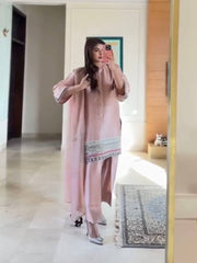 Fancy Embroidered Work Light Pink Color Palazzo Suit