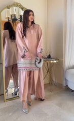 Fancy Embroidered Work Light Pink Color Palazzo Suit