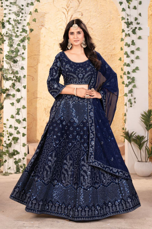 Function Wear Navy Blue Color Lehenga Choli
