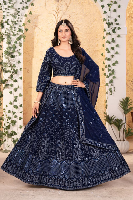 Function Wear Navy Blue Color Lehenga Choli