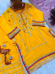 Occasion Wear Embroidered Work Yellow Color Sharara Suit