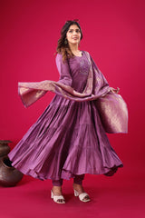 Stunning Roman Silk Lavender Color Gown