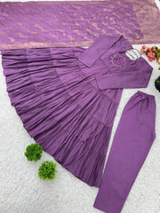 Stunning Roman Silk Lavender Color Gown