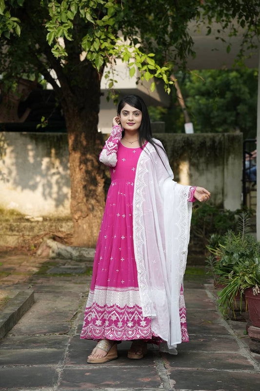Good Looking Heavy Work Pink Color Anarkali Suit