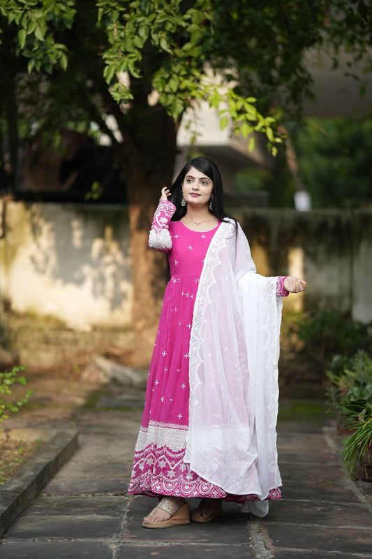 Good Looking Heavy Work Pink Color Anarkali Suit