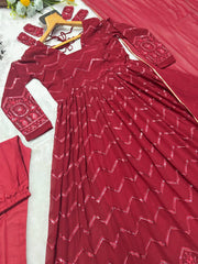 Gorgeous Embroidery Work Red Color Anarkali Suit