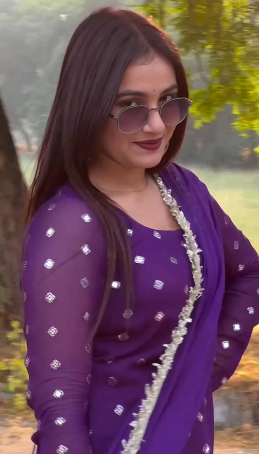 Glimmering Purple Color Dhoti Suit With Dupatta