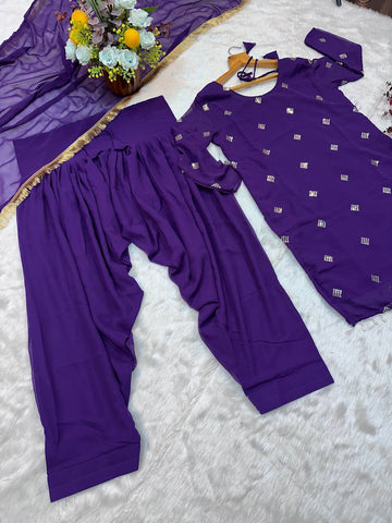 Glimmering Purple Color Dhoti Suit With Dupatta