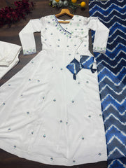 Precious Embroidered Work White Color Anarkali Suit
