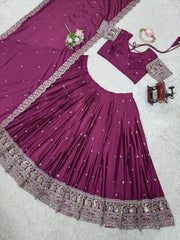 Bridal Wear Heavy Work Wine Color Lehenga Choli