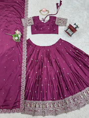 Bridal Wear Heavy Work Wine Color Lehenga Choli