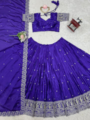 Bridal Wear Heavy Work Purple Color Lehenga Choli