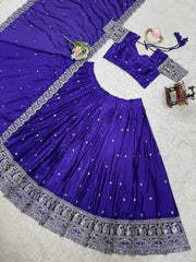 Bridal Wear Heavy Work Purple Color Lehenga Choli