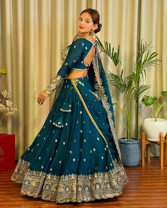 Marriage Special Heavy Work Blue Color Lehenga Choli