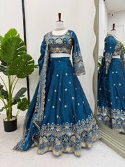 Marriage Special Heavy Work Blue Color Lehenga Choli