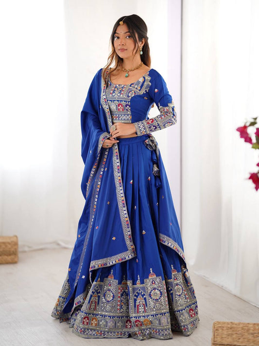 Wedding & Party Wear Sequence Work Navy Blue Color Lehenga Choli