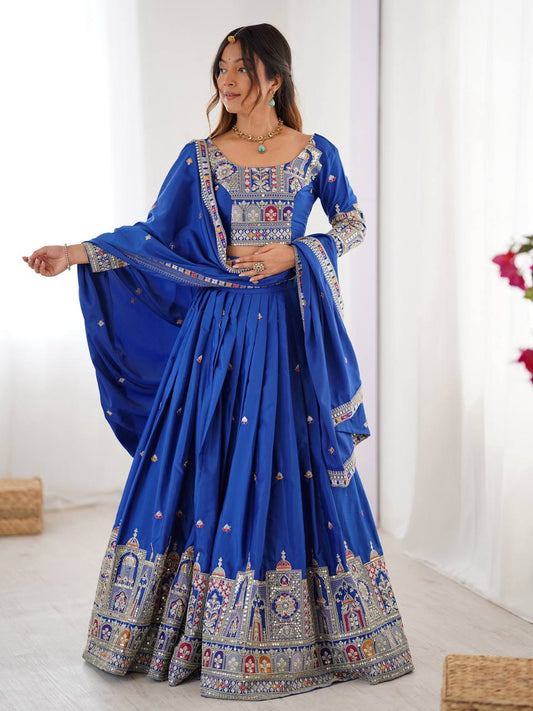 Wedding & Party Wear Sequence Work Navy Blue Color Lehenga Choli