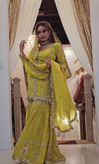 Mehndi Color Heavy Work Gorgeous Sharara Suit