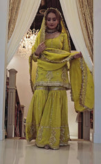 Mehndi Color Heavy Work Gorgeous Sharara Suit