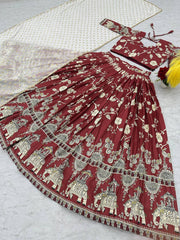 Marriage Special Heavy Work Marron Color Lehenga Choli