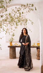 Marvelous Embroidery Work Black Color Sharara Suit