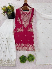 Admiring Embroidery Work Pink Color Sharara Suit