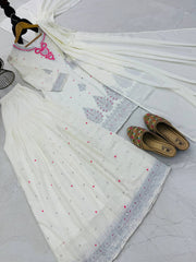 Good Looking Sequence Work White Color Palazzo Suit