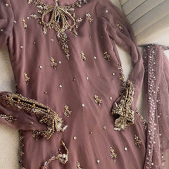 Unique Heavy Work Peach Color Palazzo Suit