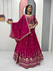 Occasion Wear Embroidery Work Pink Color Lehenga Choli