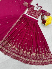 Occasion Wear Embroidery Work Pink Color Lehenga Choli
