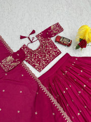 Occasion Wear Embroidery Work Pink Color Lehenga Choli