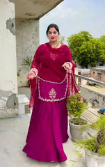 Lovely Wine Color Top With Lehenga Choli