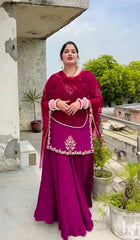 Lovely Wine Color Top With Lehenga Choli