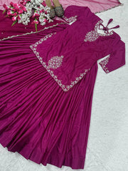 Lovely Wine Color Top With Lehenga Choli