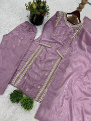 Elegant Sequence Work Lavender Color Palazzo Suit